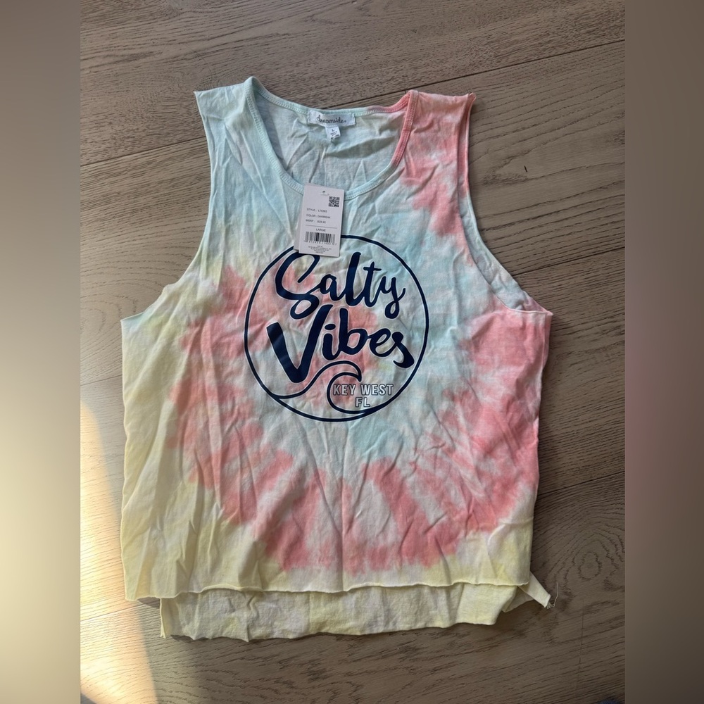 NWT Salty Vibes Key West Tie-Dye Cotton Tank Top Size L